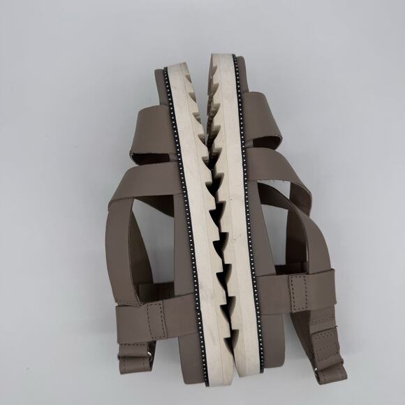 Sorel Womens Roaming Criss Cross Sandal Size 8.5 Khaki Brown Leather Minimalist - Picture 5 of 9